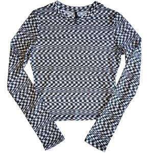 Empyre Sheer Checkered Crop Top‎ Black White Disco Festival Size Small